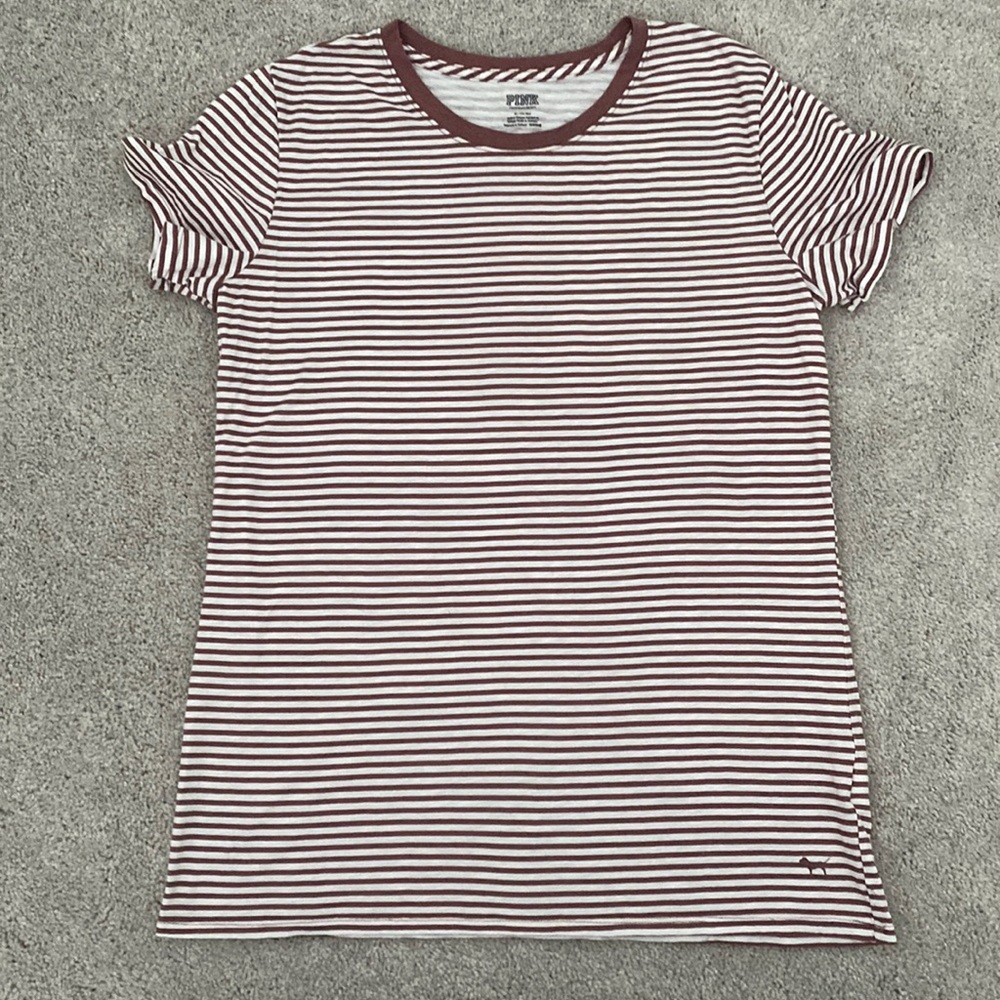 Pink Victoria Secret Striped T-shirt Size Medium